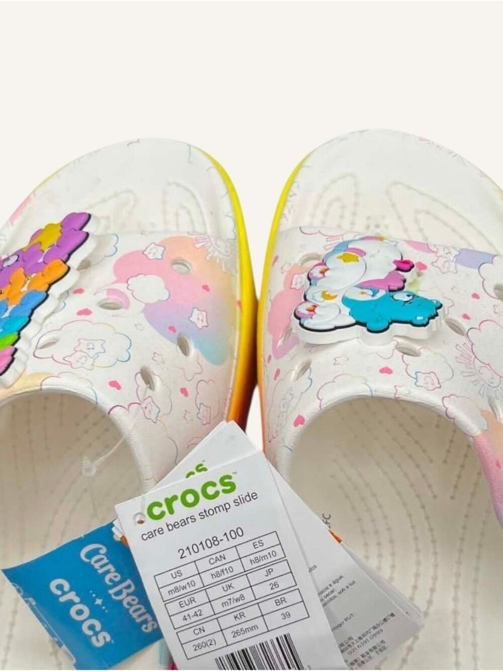Crocs x Care Bears Stomp Platform Slides W10 Rainbow Y2K NWT - Picture 10 of 11